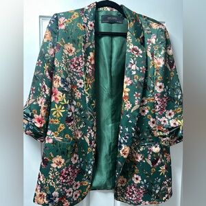 Zara Green Floral Blazer Size Large
